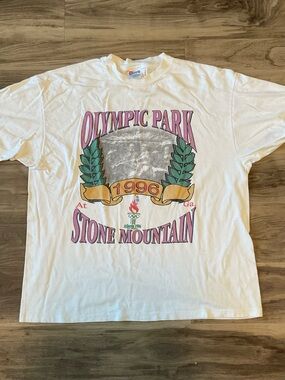 1996 Stone Mountain Olympic Park Graphic Tee - White with Pink & Green